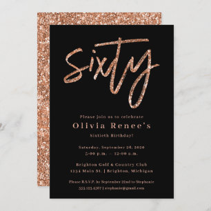 Rose Gold 60th Birthday Invitation Template