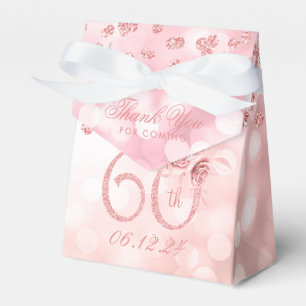 Rose Gold 60th Birthday Thank You Floral Lights Favour Box