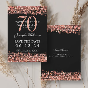 Rose Gold 70th Birthday Save the Date  Invitation