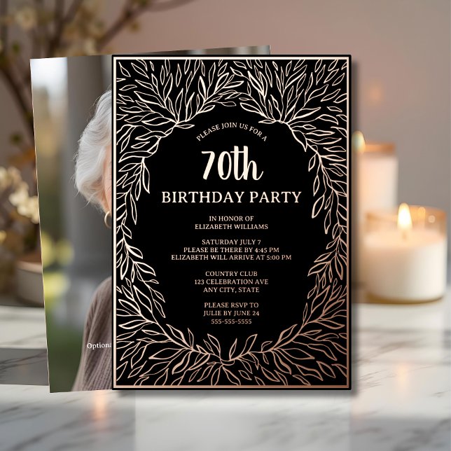 Rose Gold 70th Custom Hand Drawn Birthday     (Creator Uploaded)