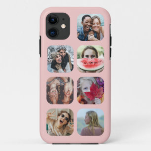 Rose Gold 7 Photo Square Template Collage iPhone C Case-Mate iPhone Case