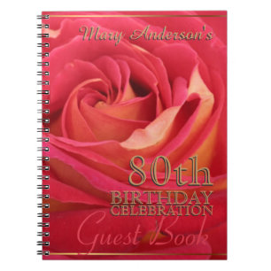 Rose Gold 80th Birthday Celebration Guest Book