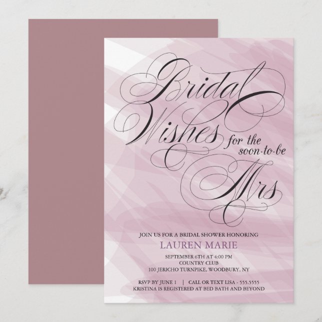 Rose Gold Abstract Bridal Shower Invitation (Front/Back)