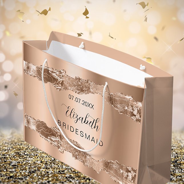 Rose gold agate geode bridesmaid large gift bag (Creator Uploaded)
