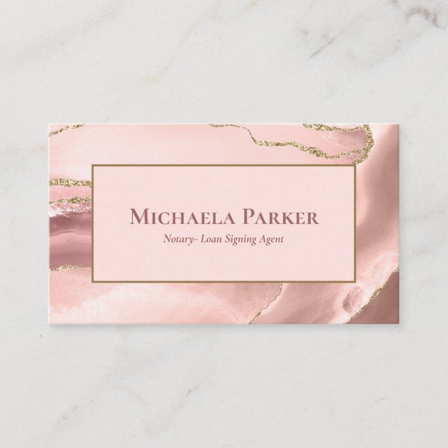 Rose Gold Agate Geode Professional Business Card (Front)