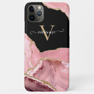 Rose Gold Agate Glitter Monogram Case-Mate iPhone Case