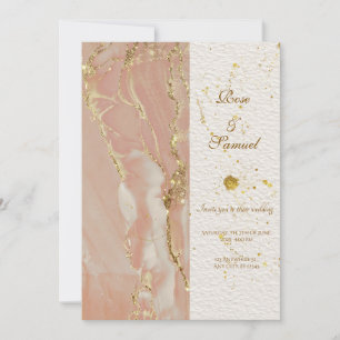 Rose Gold Alcohol Ink Elegant Wedding Invitation