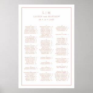 Rose Gold Alphabetical Wedding Seating Chart