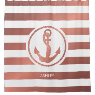 Rose Gold Anchor Shower Curtain