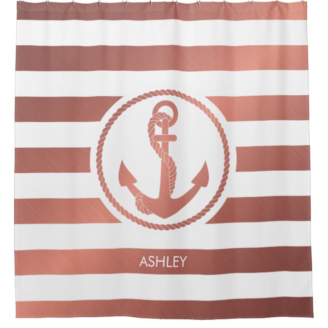Rose Gold Anchor Shower Curtain (Front)