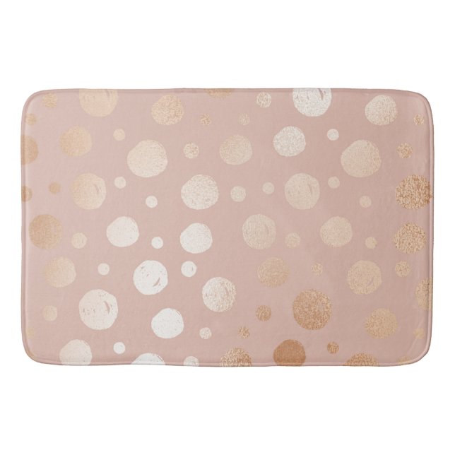 Rose-gold and beige dots pattern bath mat (Front)
