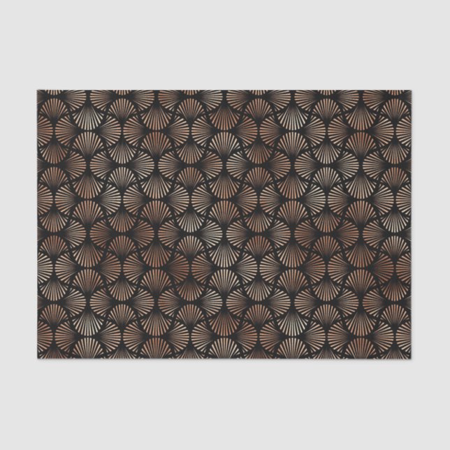 Rose Gold and Black Art Deco Pattern Tissue Paper (Front)