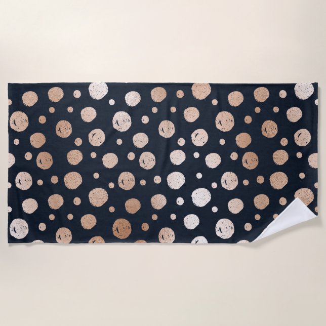 Rose-gold and black dots pattern beach towel (Front)