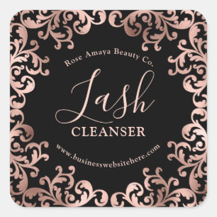 Rose Gold And Black Elegant Frame Lash Cleanser Square Sticker