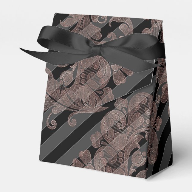 Rose Gold and Black Favour Box (Front Side)