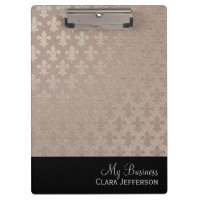 Rose gold and black fleur de lis metallic pattern