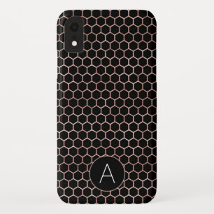 Rose Gold and Black Girly Hexagon Pattern Case-Mate iPhone Case