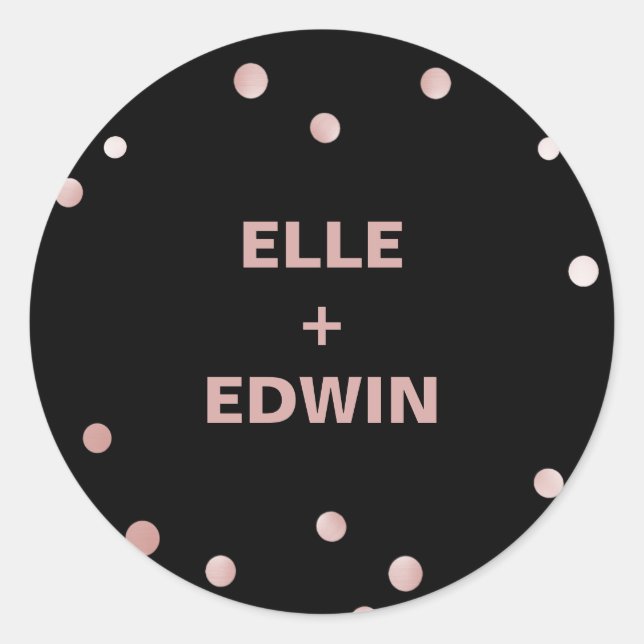 Rose Gold and Black | Glam Wedding Envelope Seals (Front)