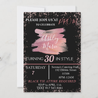 Rose Gold and Black Invitation
