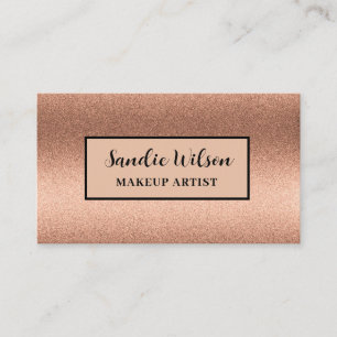Rose Gold and Black Makeup Artist Salon Glitter Business Card