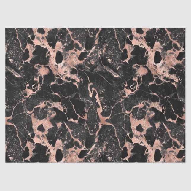 Rose Gold and Black Marble Decoupage Tissue Paper (Front)