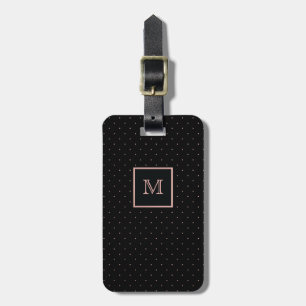Rose Gold and Black Polka Dot Luggage Tag