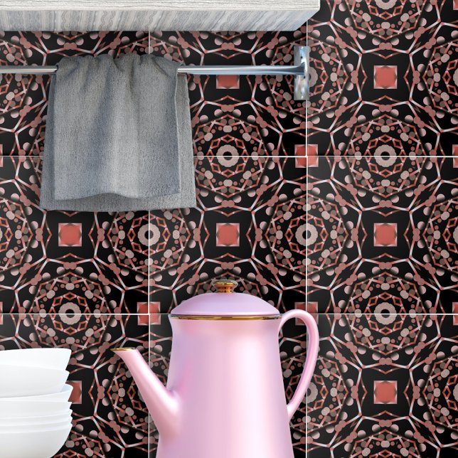 Rose Gold And Black Stylish Modern Abstract  Tile (Creator Uploaded)