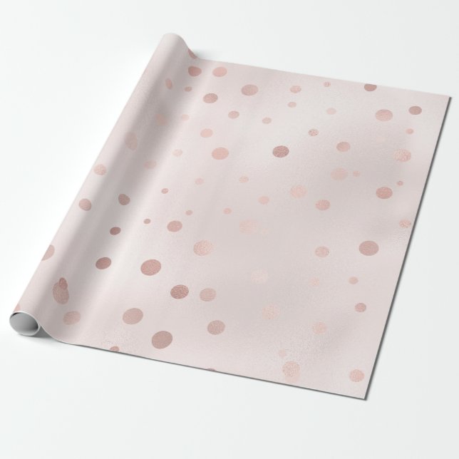 Rose Gold and Blush Confetti Wrapping Paper (Unrolled)