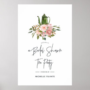Rose Gold and Blush Floral Bridal Shower Welcome Poster