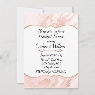 Rose Gold and Blush Marbled Wedding Rehearsal Invitation