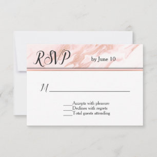 Rose Gold and Blush Marbled Wedding RSVP Card