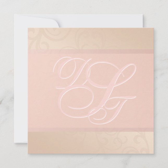 Rose Gold and Blush Monogram Invitation (Front)