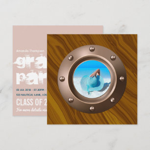 Rose Gold and Blush Nautical Graduation Photo Invi Invitation