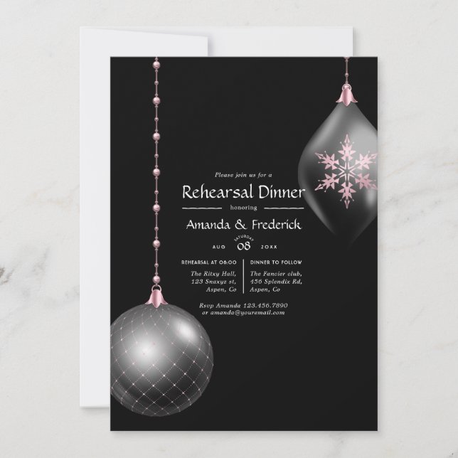 Rose Gold and Blush Pink Christmas Wedding Invitation (Front)