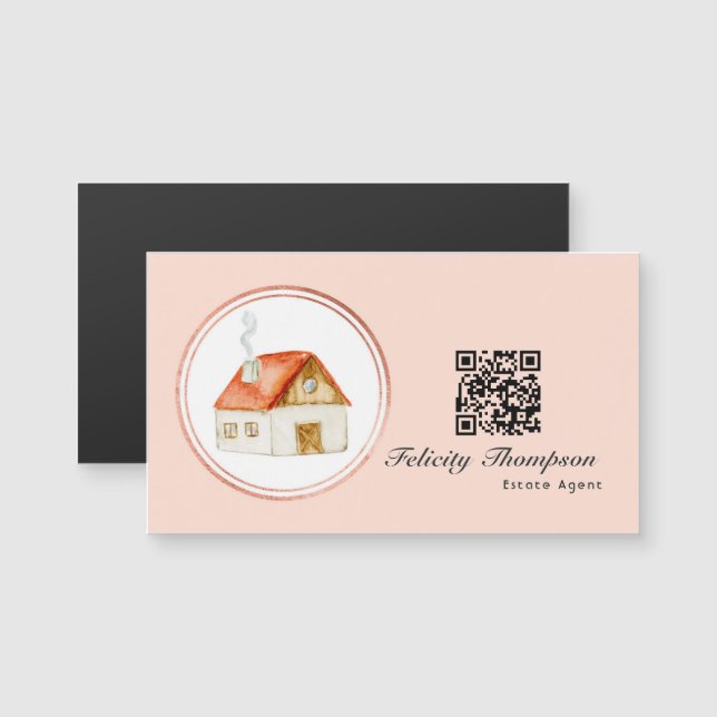 Rose Gold and Blush Pink Estate Agent QR Code (Front/Back)