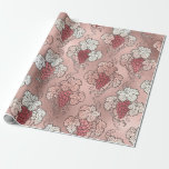 Rose Gold and Blush Pink French Wine themed Wrapping Paper<br><div class="desc">Paris vintage grape vineyard pattern wrapping paper..</div>