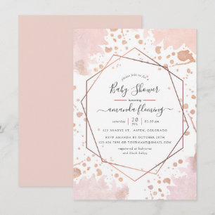 Rose Gold and Blush Pink Geometric Baby Shower Invitation