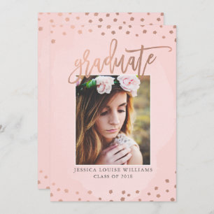 Rose Gold and Blush Pink Graduation Party Invitation