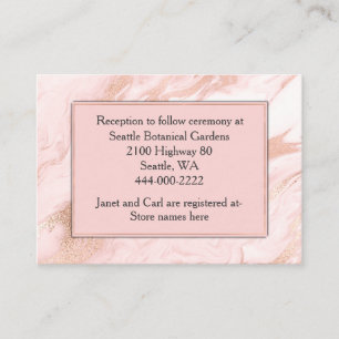 Rose Gold and Blush Wedding Information Card