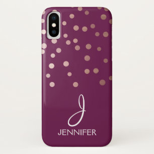 Rose Gold and Burgundy Foil Confetti Monogram Case-Mate iPhone Case
