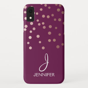 Rose Gold and Burgundy Foil Confetti Monogram Case-Mate iPhone Case