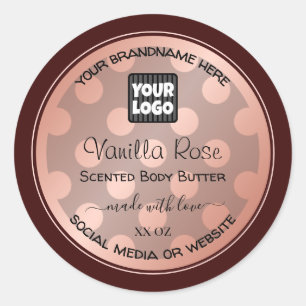Rose Gold and Burgundy Product Packaging Labels