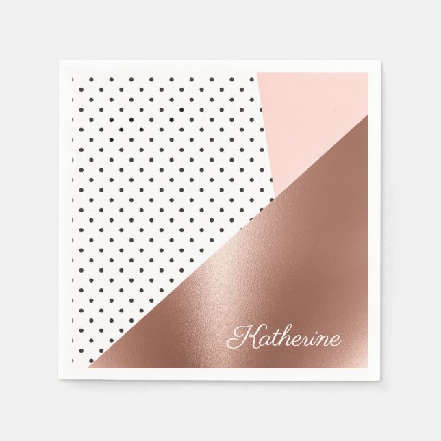 Rose Gold and Dots Napkin (Front)