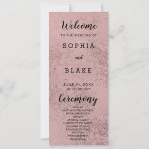 Rose Gold and Floral Wedding Program