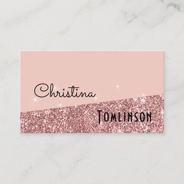 Rose Gold and Glitter Beauty Professional Modern Business Card (Front)