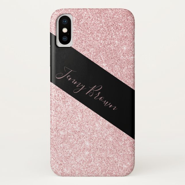 rose gold and glitter elegant monogram Case-Mate iPhone case (Back)