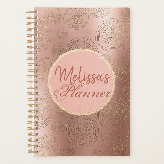 Rose Gold and Glitter Personalised Planner (Front)