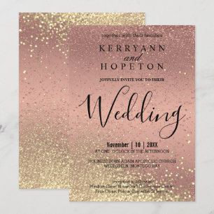 Rose Gold and Gold Glitter Invitation