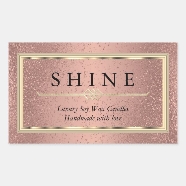 Rose Gold and Gold  Rectangular Sticker (Front)