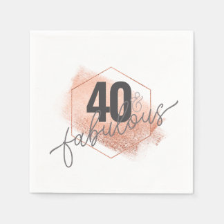 Rose Gold and Grey 40 & Fabulous Modern Chic Napkin